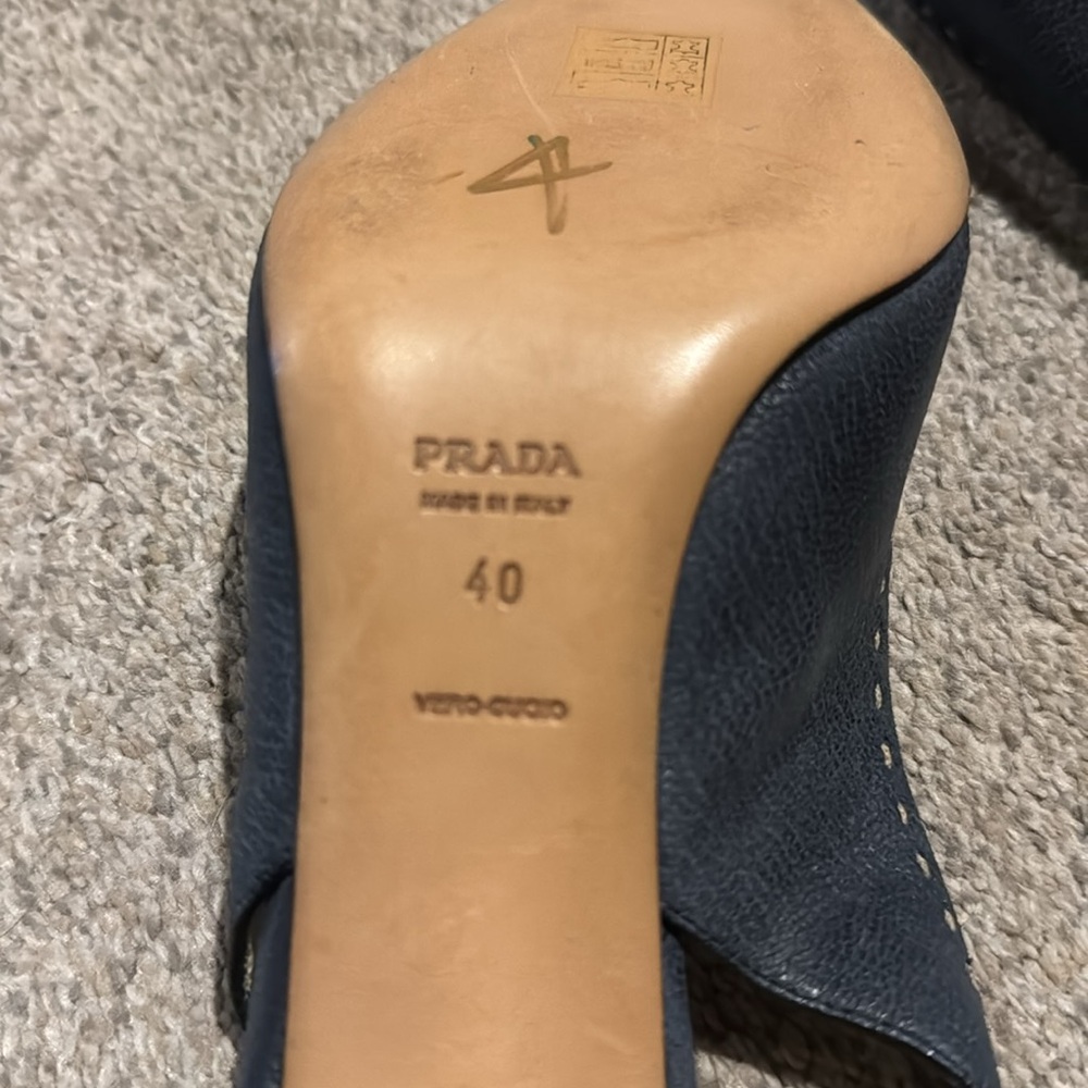 Prada Black Slingback Pointed Toe Heels with Silver Buckle - Picture 12 of 13